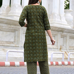 Classic Printed Pure Cotton Kurta, Palazzo and Dupatta Set for Festive wear