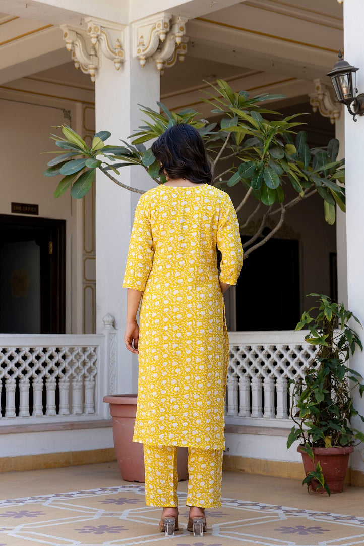 Yellow Printed Co-ord Set for Women