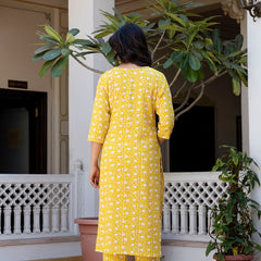 Yellow Printed Co-ord Set for Women