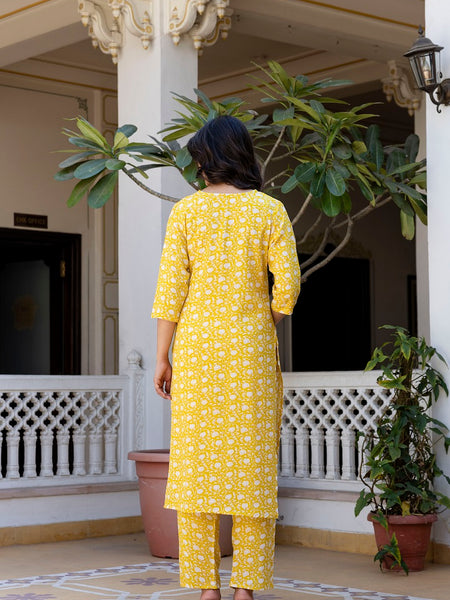 Yellow Printed Co-ord Set for Women