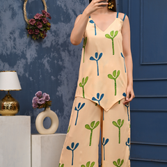 Bold Floral Print Shoulder Straps Coord Set