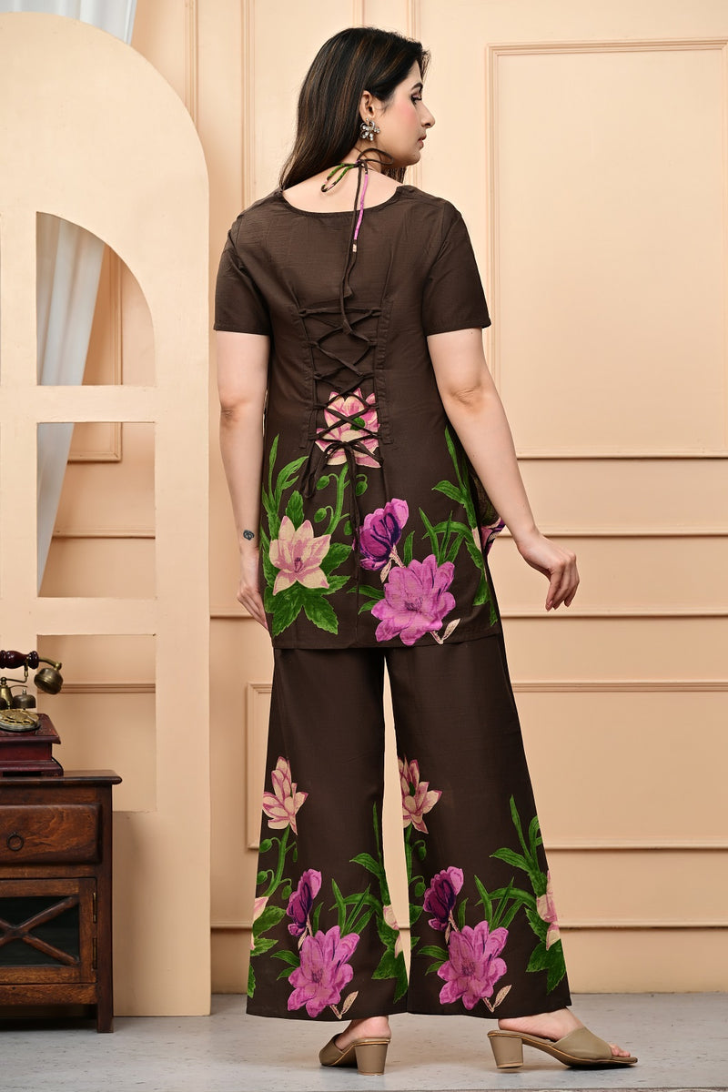 Trendy Printed Coord Set with Short Kurti and Palazzo