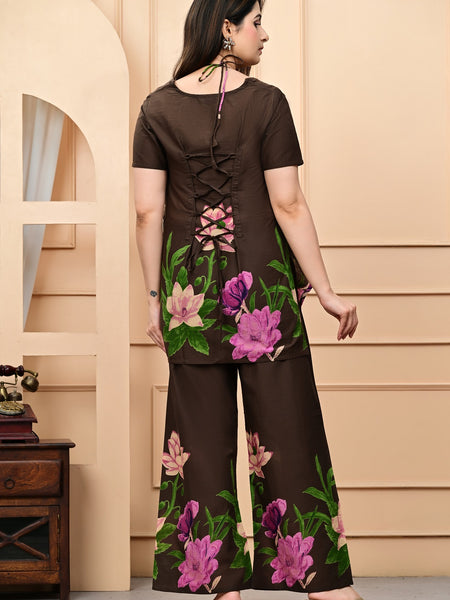 Trendy Printed Coord Set with Short Kurti and Palazzo