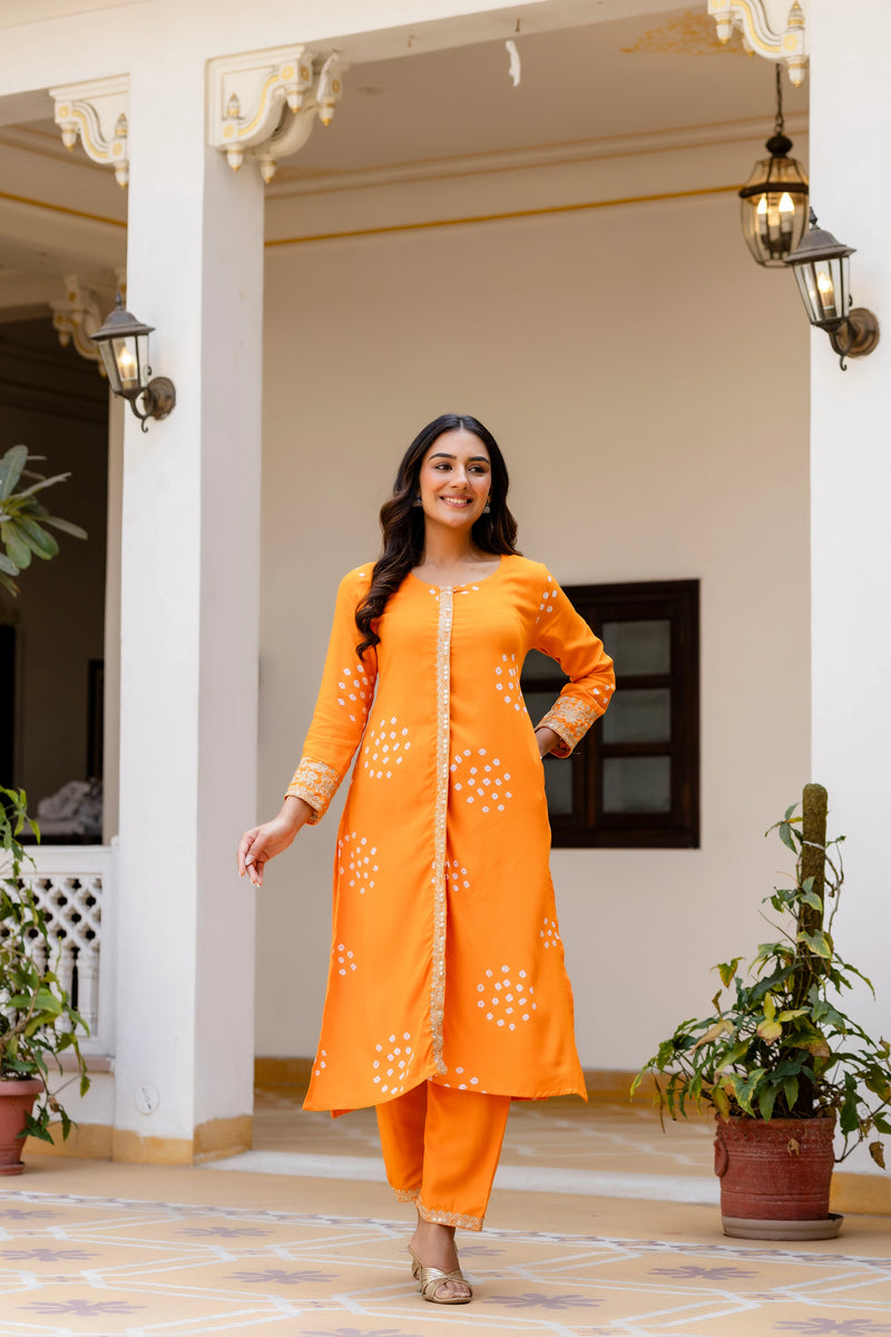 Classic orange coord set front view
