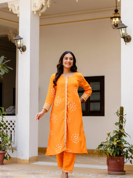 Classic orange coord set front view
