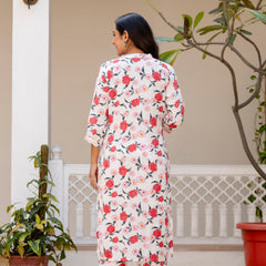 White Classic Printed Coord Set Back