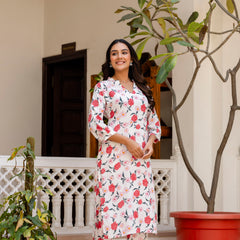 White Classic Printed Coord Set