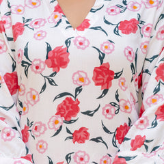 White Classic Printed Coord Set Close View