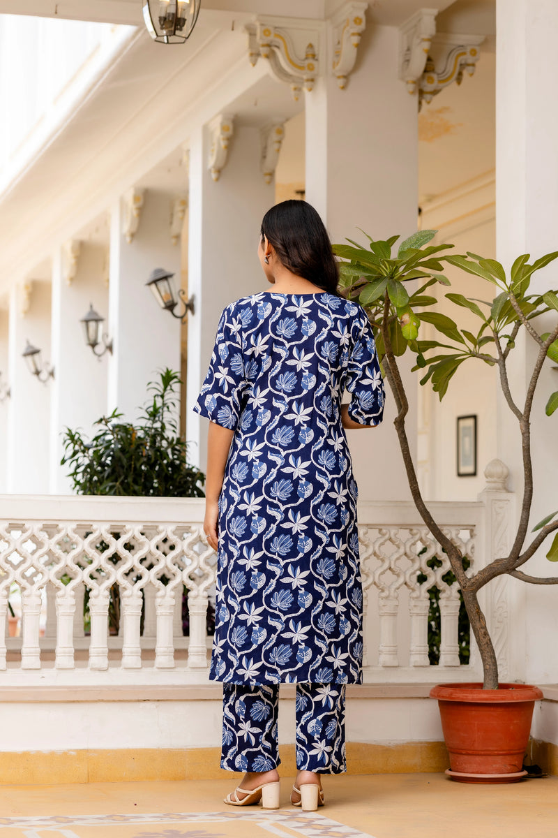 Stylish printed co ord set for women back view
