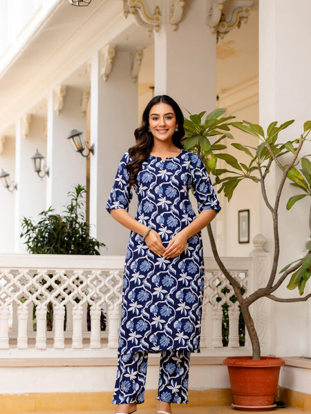 Classic blue coord set front view
