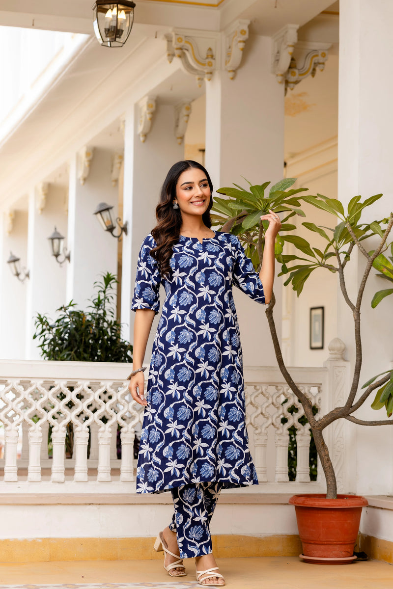 Printed blue co ord set daily wear
