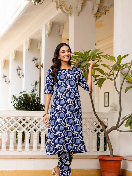 Printed blue co ord set daily wear
