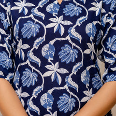 Blue printed co ord set for women
