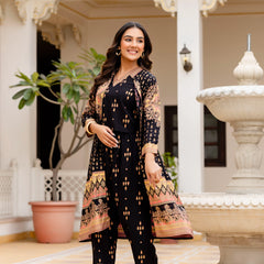 Black rayon co ord set for women
