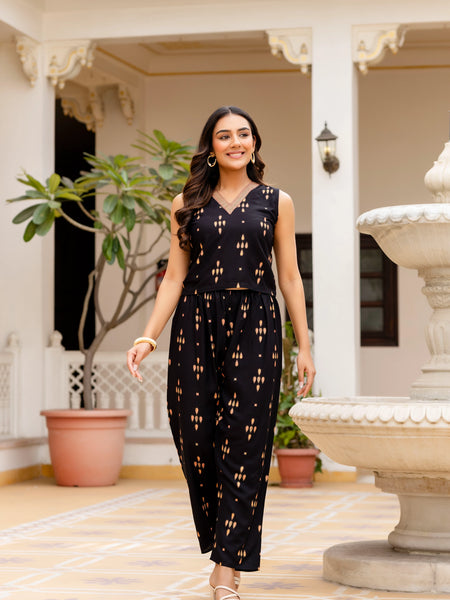 Trendy black coord set casual wear
