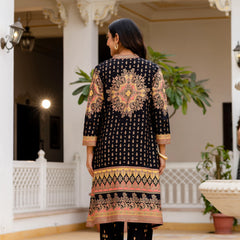 Women black coord set with long shrug
