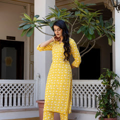 Yellow Printed Co-ord Set for Women