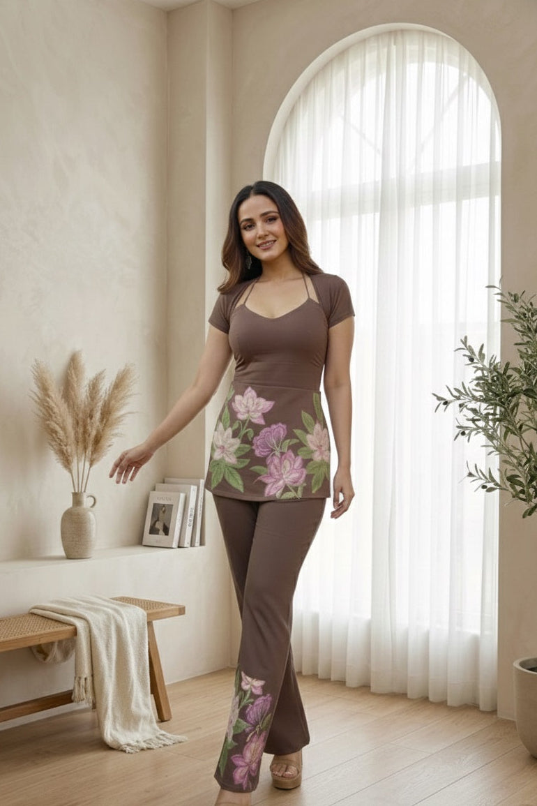 Trendy Printed Coord Set with Short Kurti and Palazzo