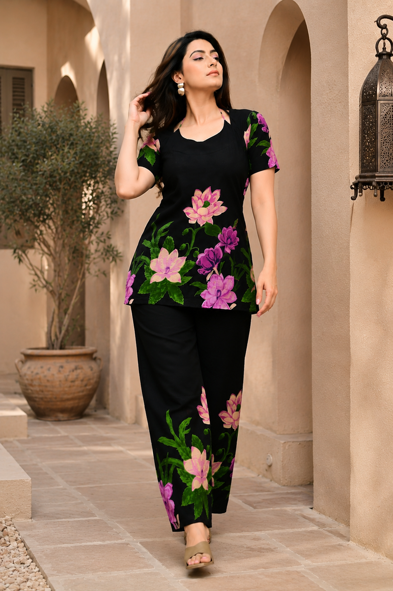 Trendy Printed Coord Set with Short Kurti and Palazzo