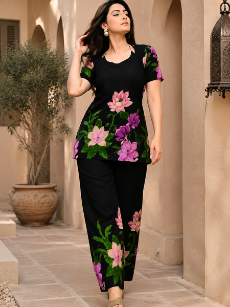 Trendy Printed Coord Set with Short Kurti and Palazzo