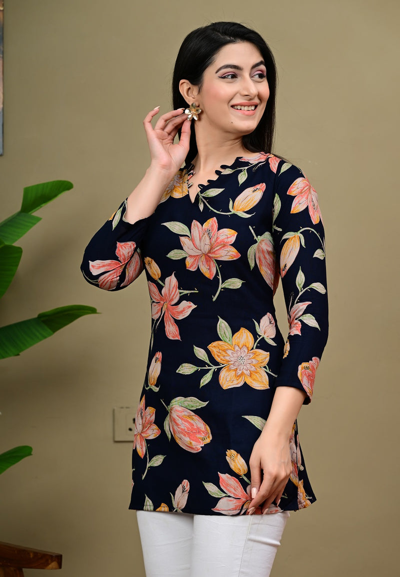 Short Length Full-sleeve Kurti with Corset Back Dori