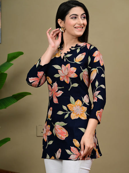 Short Length Full-sleeve Kurti with Corset Back Dori