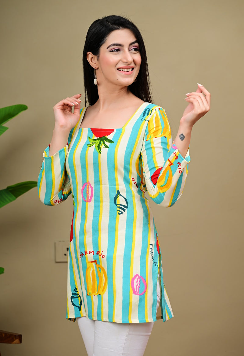 Short Length Full-sleeve Kurti with Corset Back Dori