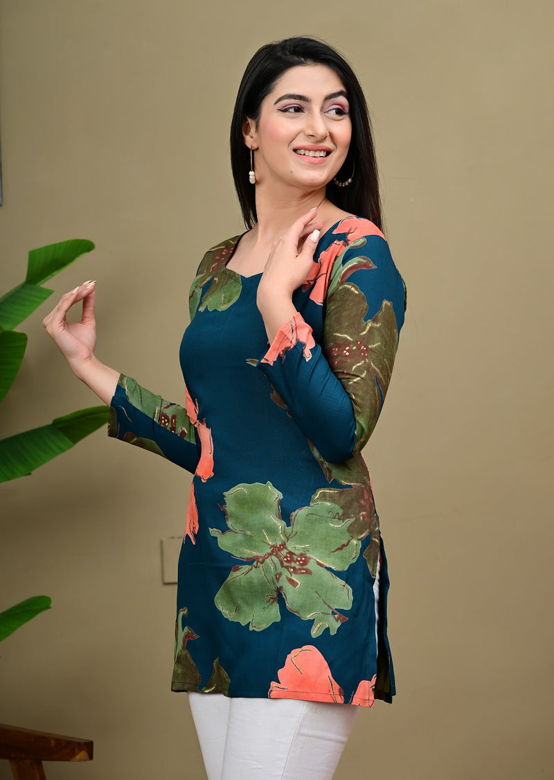 Short Length Full-sleeve Kurti with Corset Back Dori
