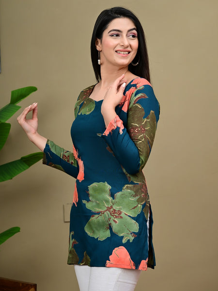 Short Length Full-sleeve Kurti with Corset Back Dori