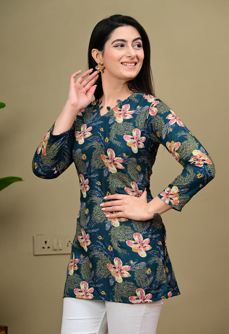 Short Length Full-sleeve Kurti with Corset Back Dori