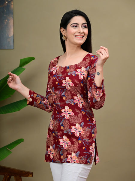 Short Length Full-sleeve Kurti with Corset Back Dori