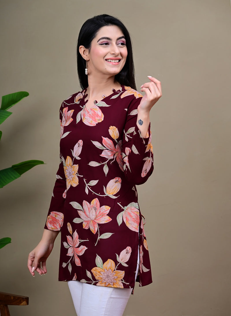 Short Length Full-sleeve Kurti with Corset Back Dori
