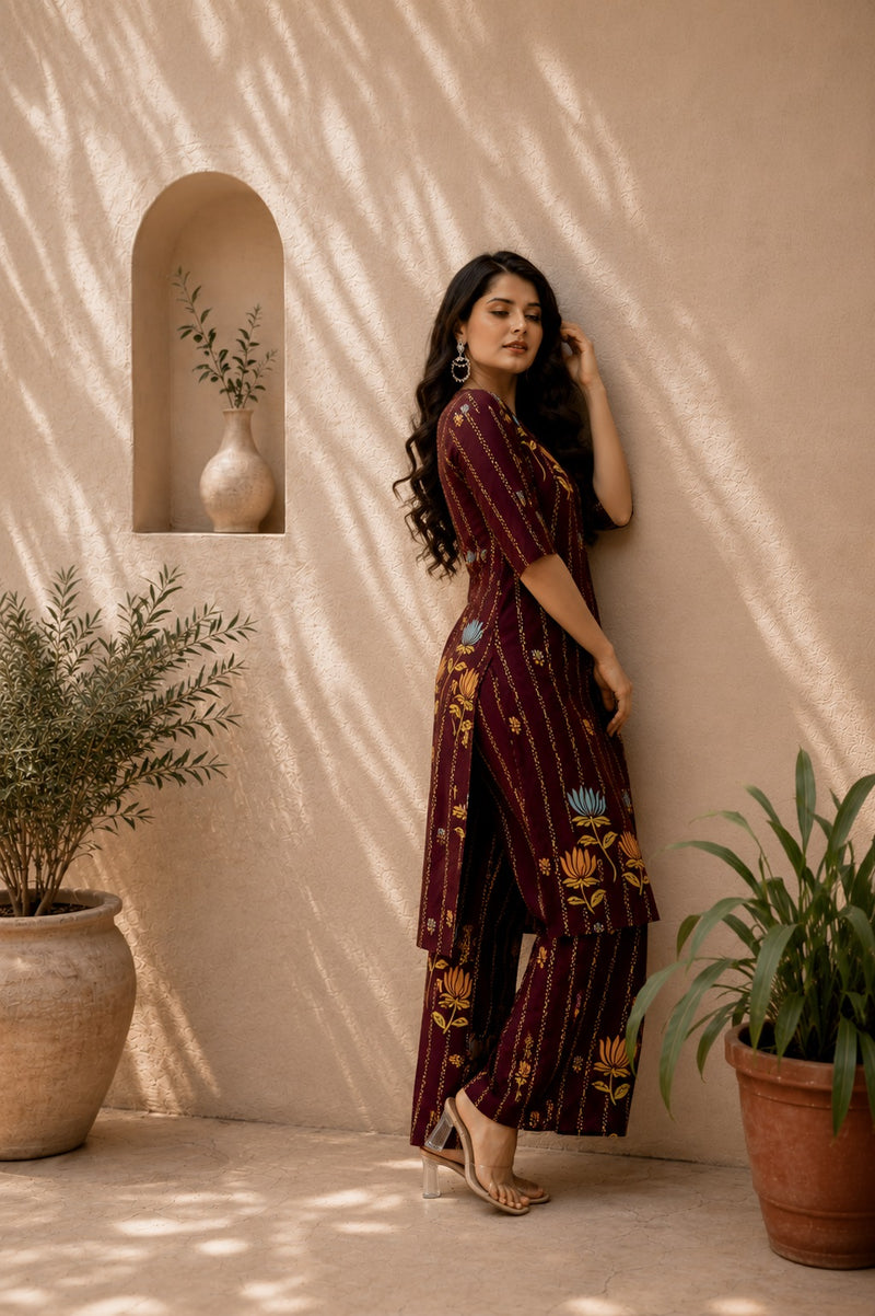 Classic Printed Coord Set for Daily and Casual Wear