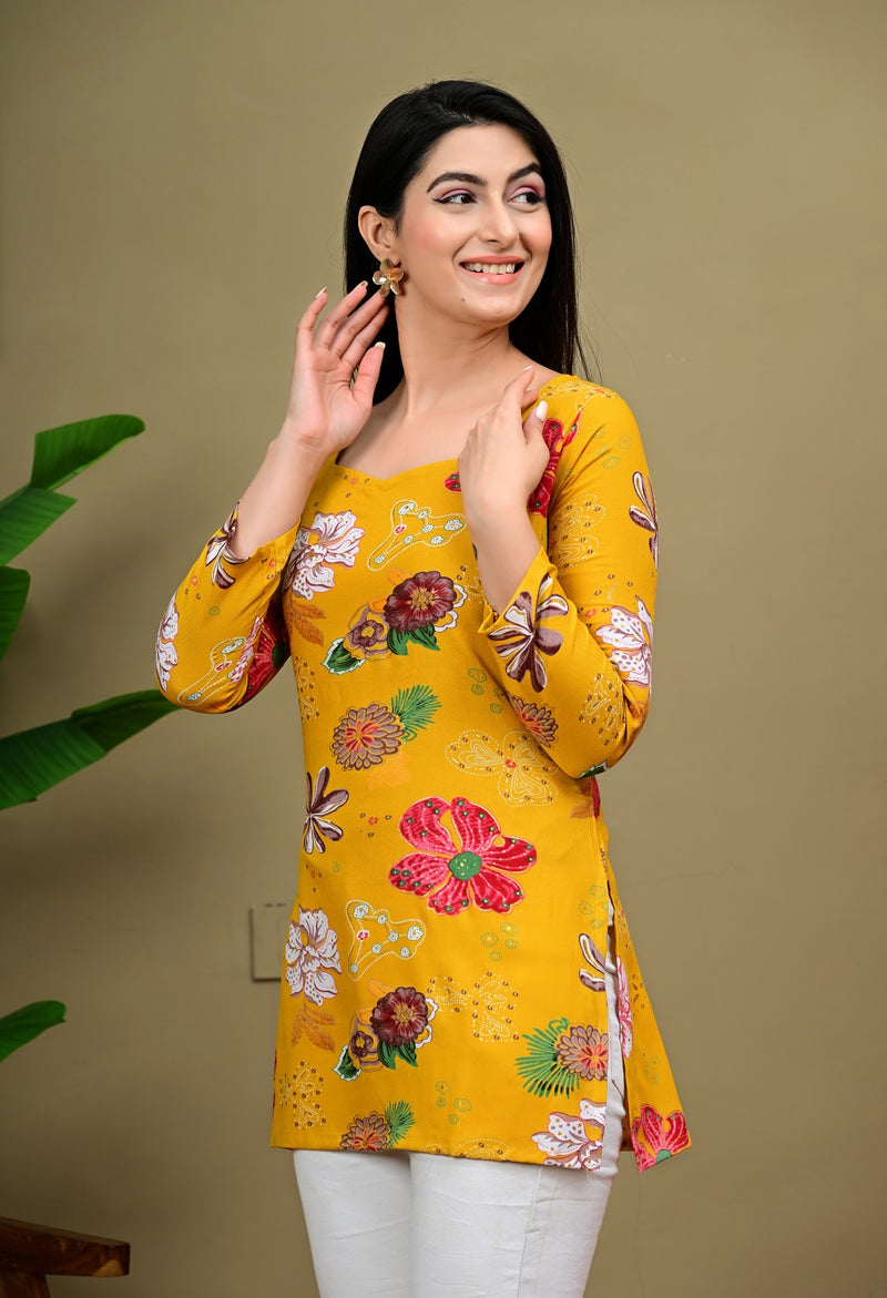 Short Length Full-sleeve Kurti with Corset Back Dori