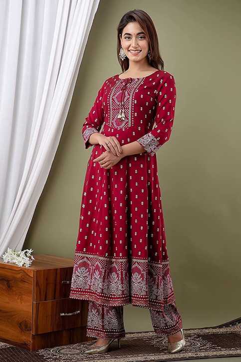 Rich Maroon Traditional Suit Set for Women with Dupatta & Pant Included