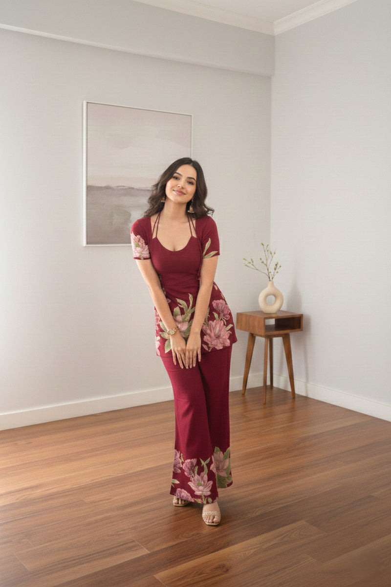 Trendy Printed Coord Set with Short Kurti and Palazzo