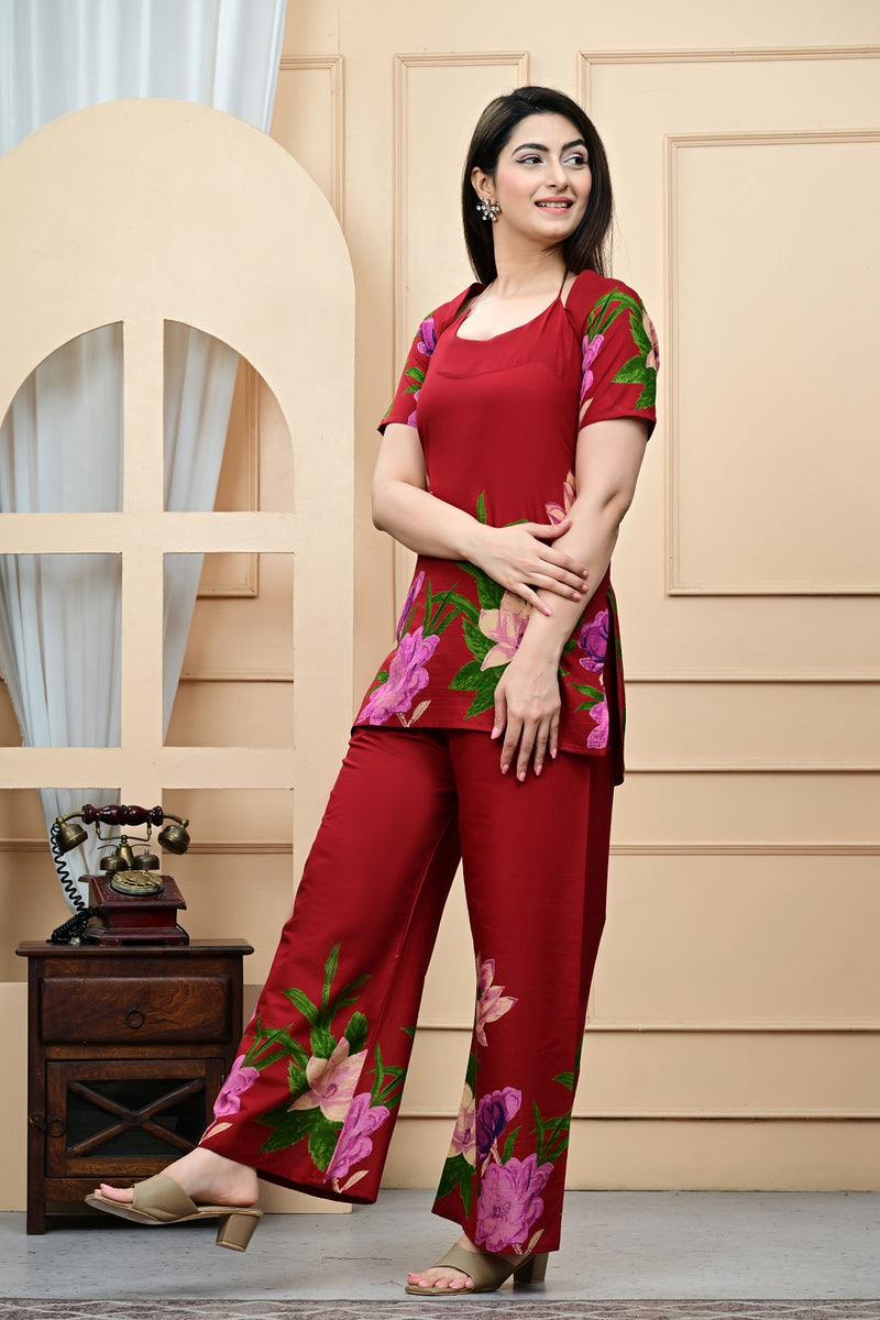 Trendy Printed Coord Set with Short Kurti and Palazzo