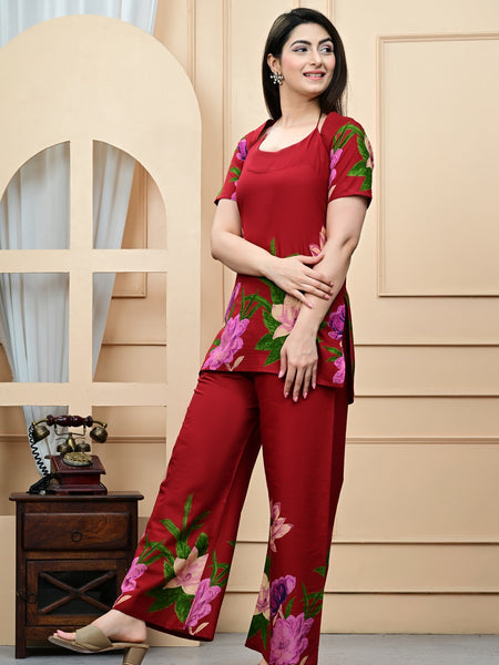 Trendy Printed Coord Set with Short Kurti and Palazzo