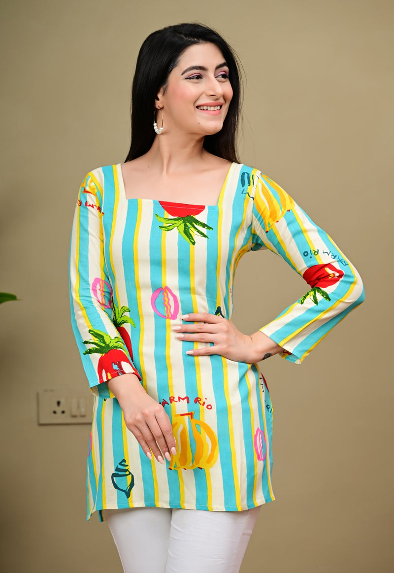 Short Length Full-sleeve Kurti with Corset Back Dori