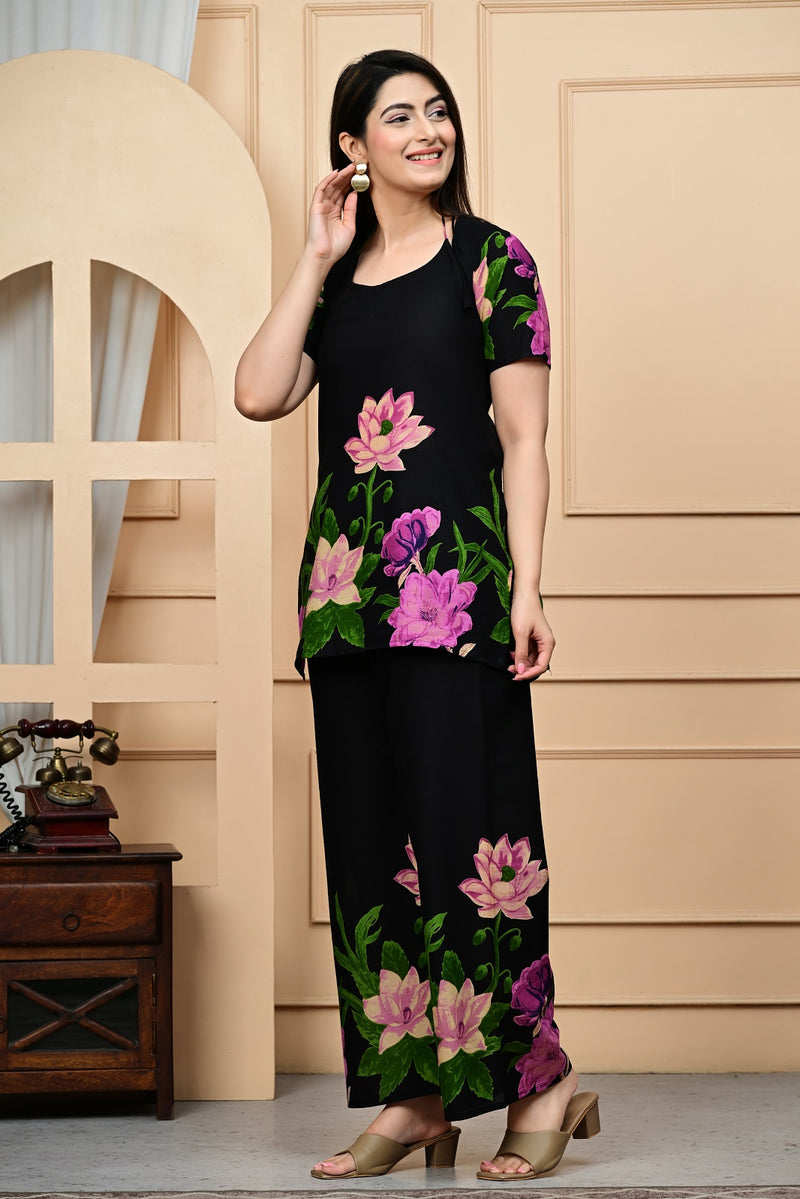 Trendy Printed Coord Set with Short Kurti and Palazzo