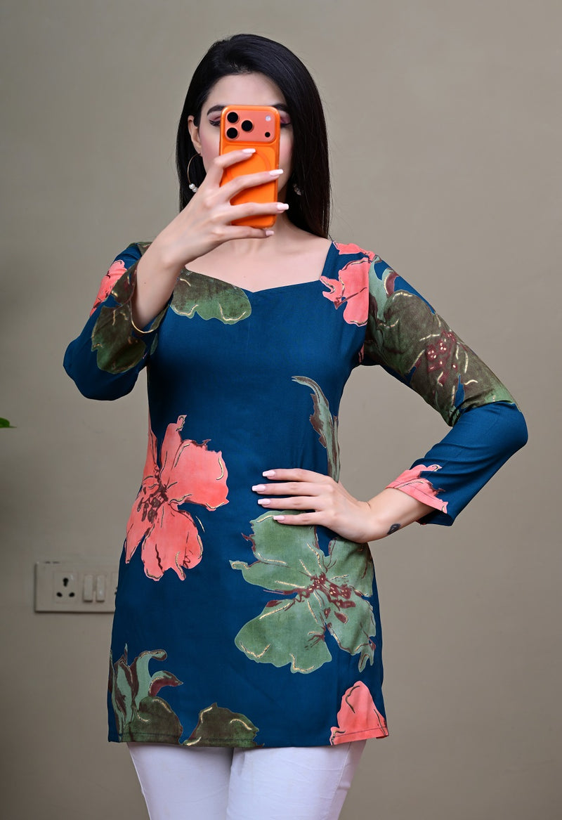Short Length Full-sleeve Kurti with Corset Back Dori