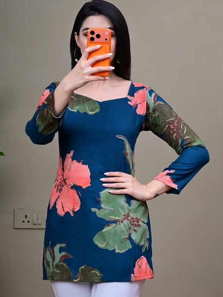 Short Length Full-sleeve Kurti with Corset Back Dori