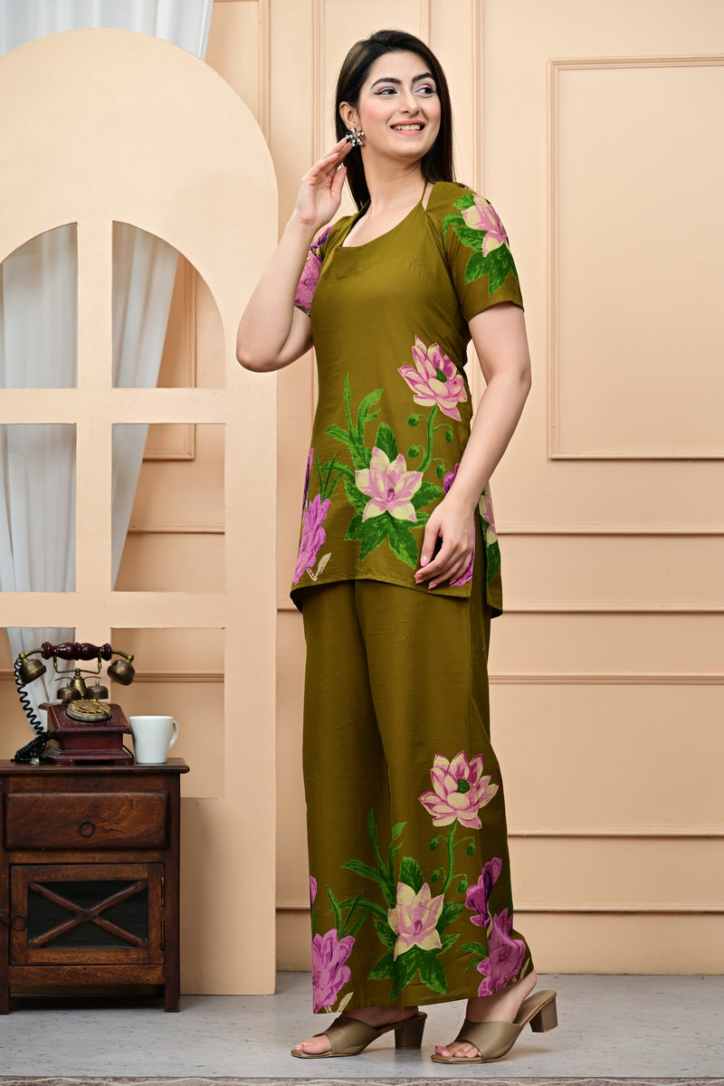 Trendy Printed Coord Set with Short Kurti and Palazzo