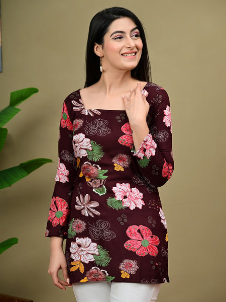 Short Length Full-sleeve Kurti with Corset Back Dori