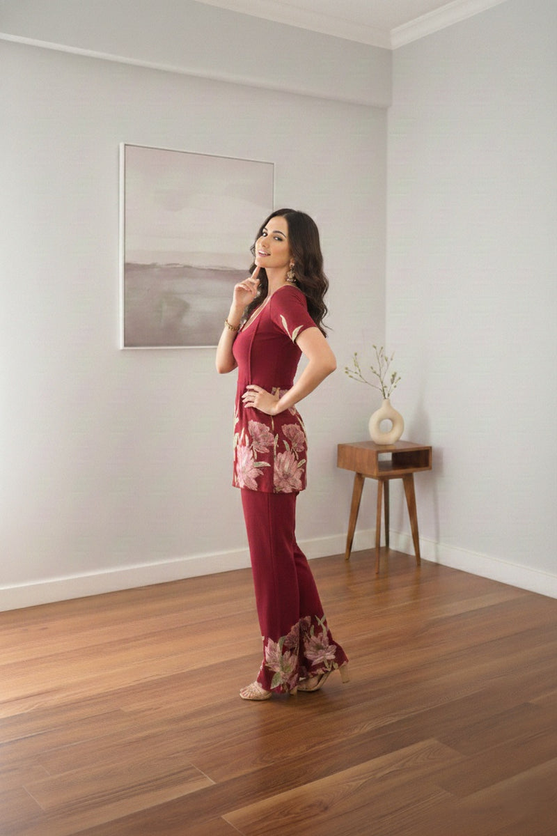 Trendy Printed Coord Set with Short Kurti and Palazzo