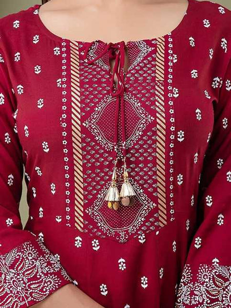 Rich Maroon Traditional Suit Set for Women with Dupatta & Pant Included