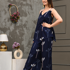 Bold Floral Print Shoulder Straps Coord Set