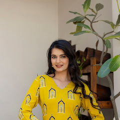 Yellow Printed Co-ord Set for Women