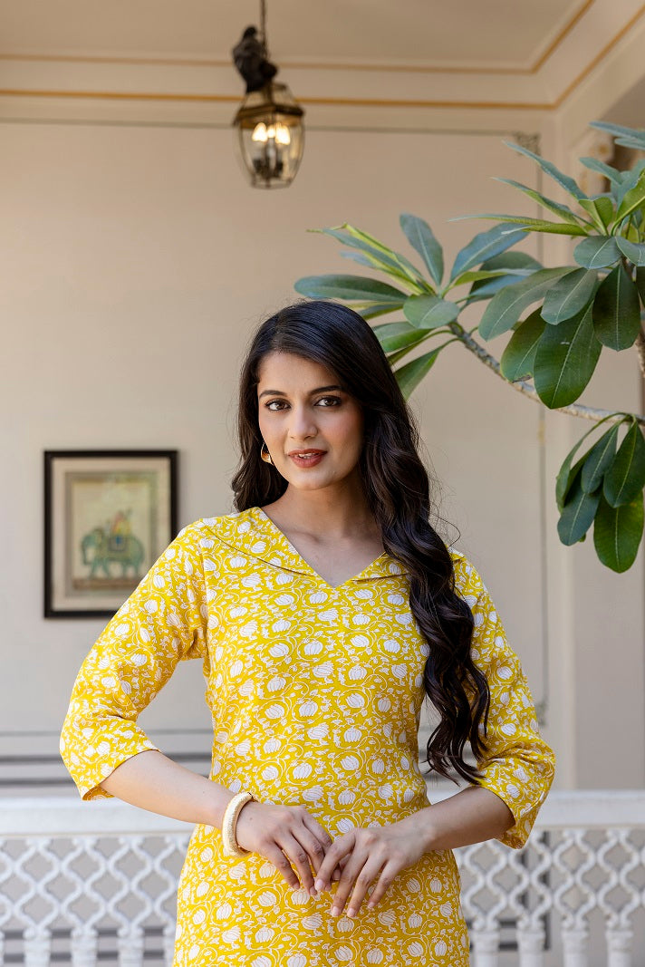 Yellow Printed Co-ord Set for Women
