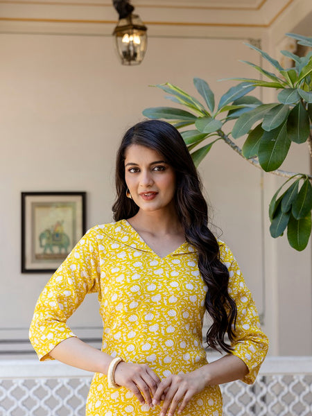 Yellow Printed Co-ord Set for Women
